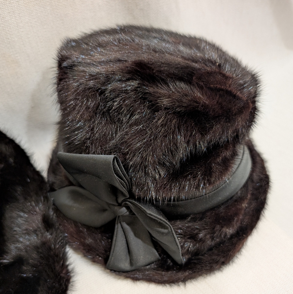 Vintage black fur hat